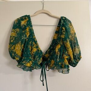 Two-piece set - green floral skirt & top